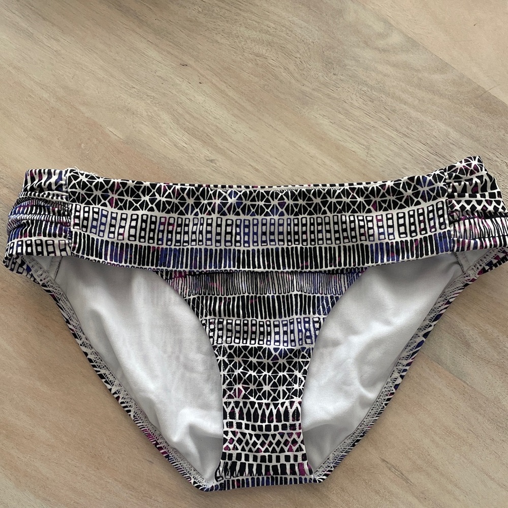 Prana Black White Purple Bikini Bottom size small